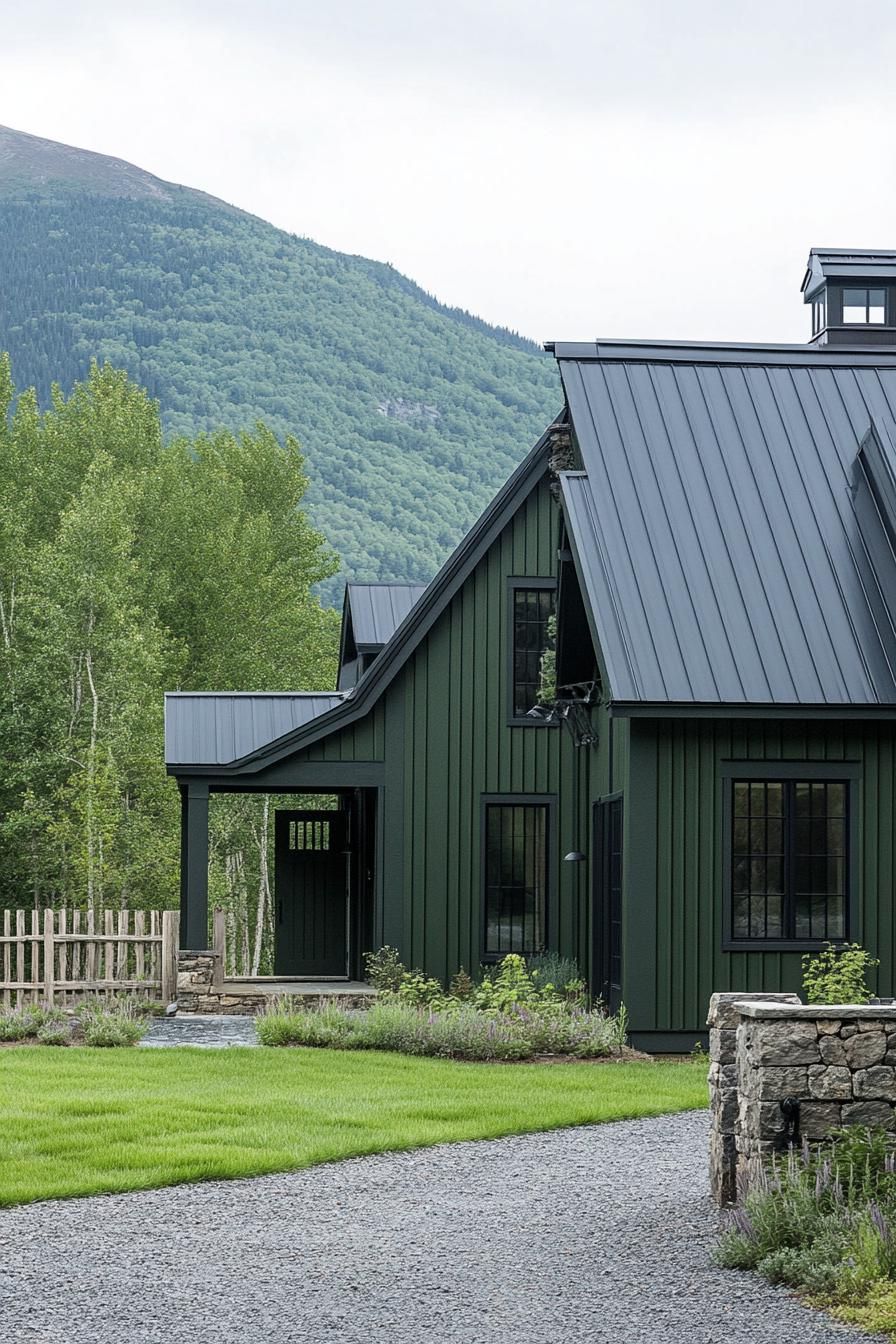 Olive Green Siding With Light Trim Details - photo 2