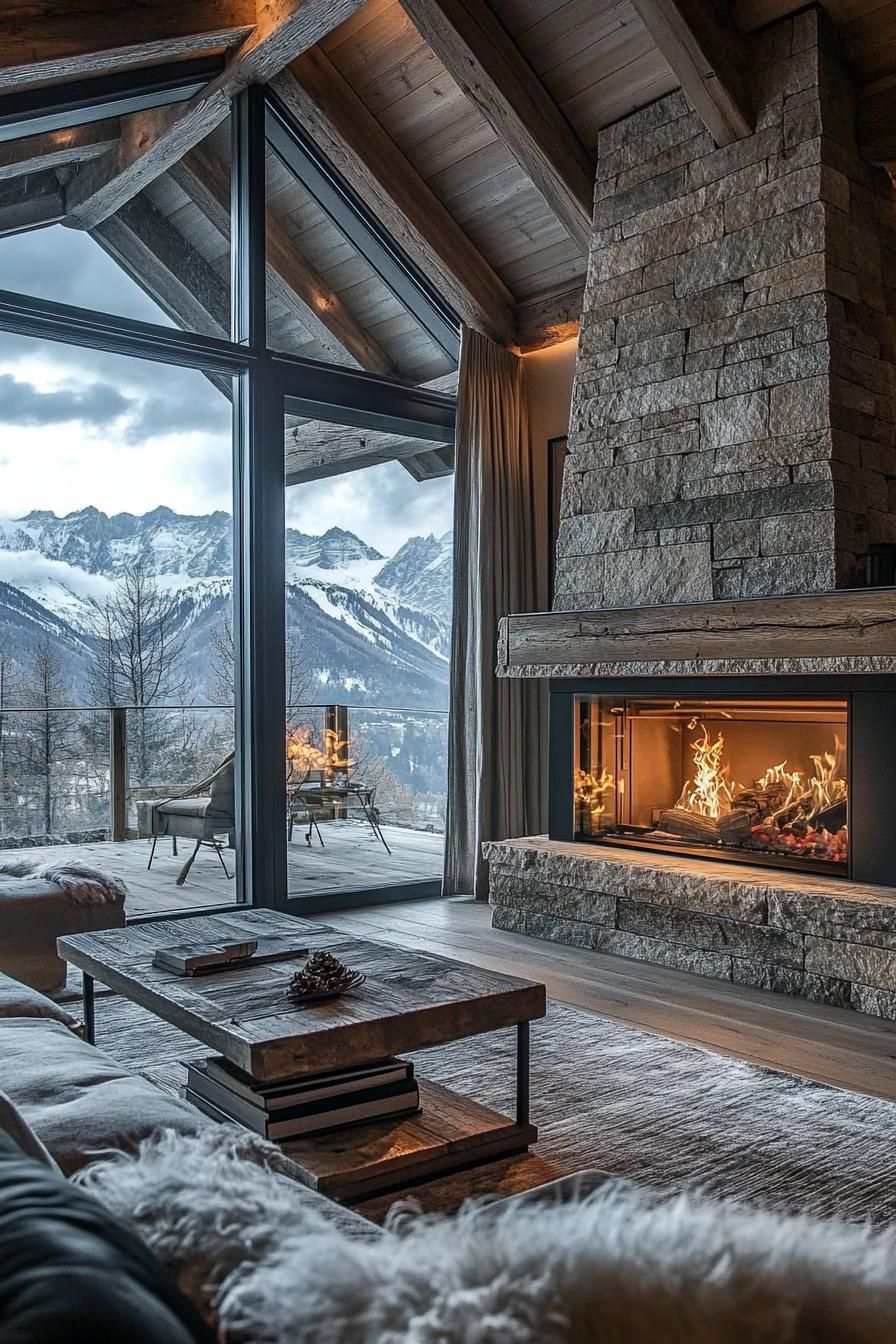 Modern Chalet With a Double-Sided Stone Fireplace - photo 2