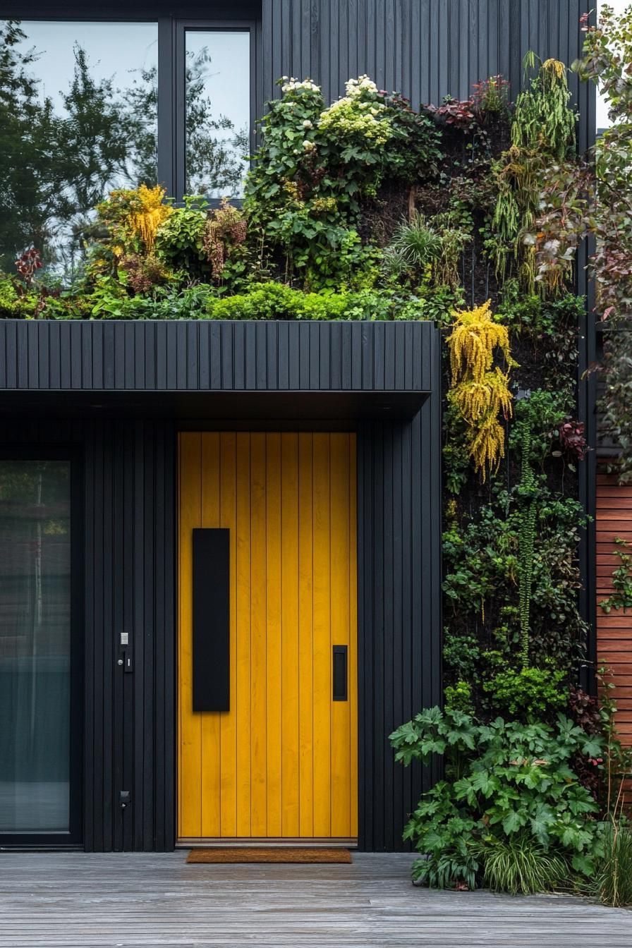 Yellow Door With Horizontal Wood Grain Texture - photo 3