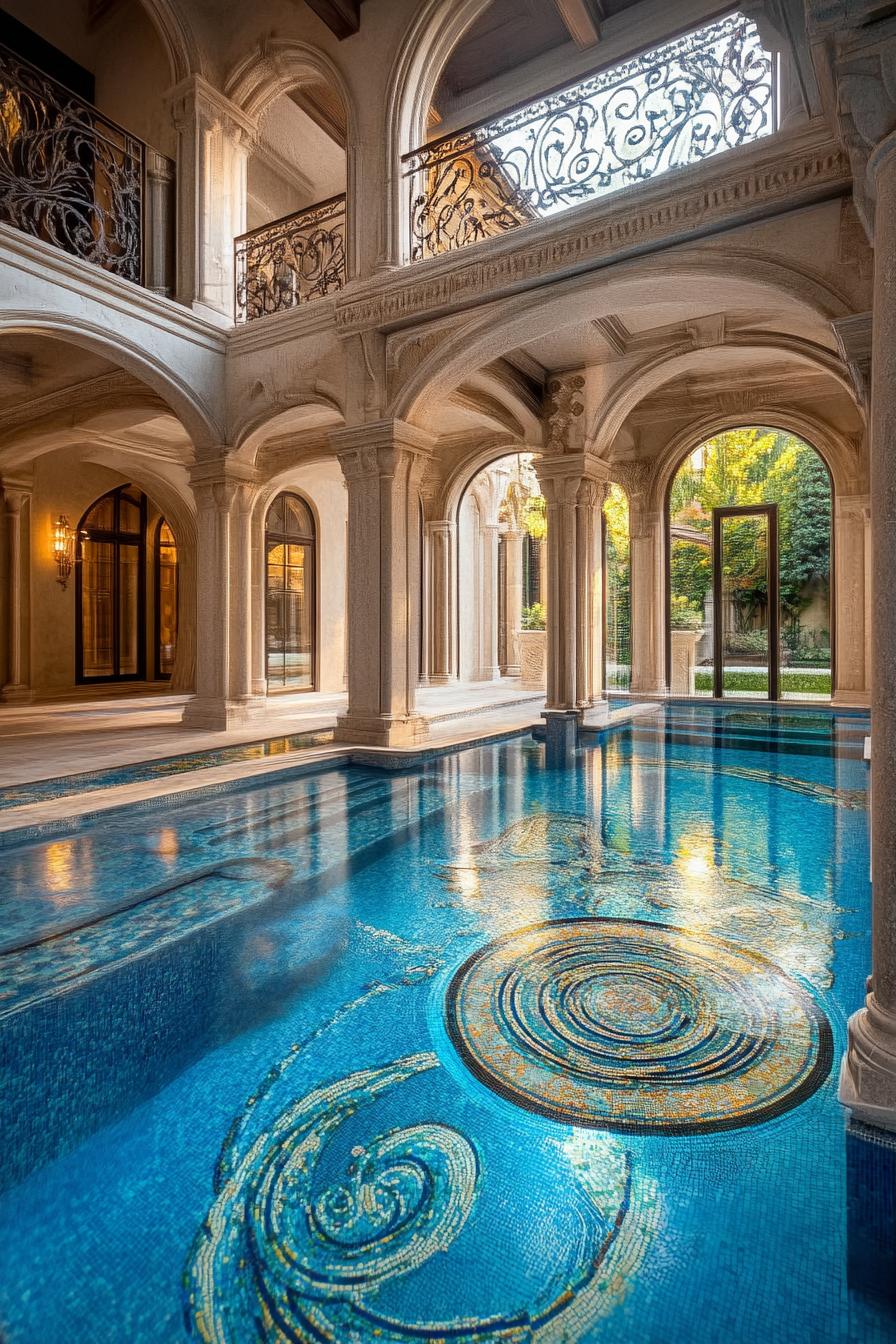 Pool Floor With Custom Mosaic