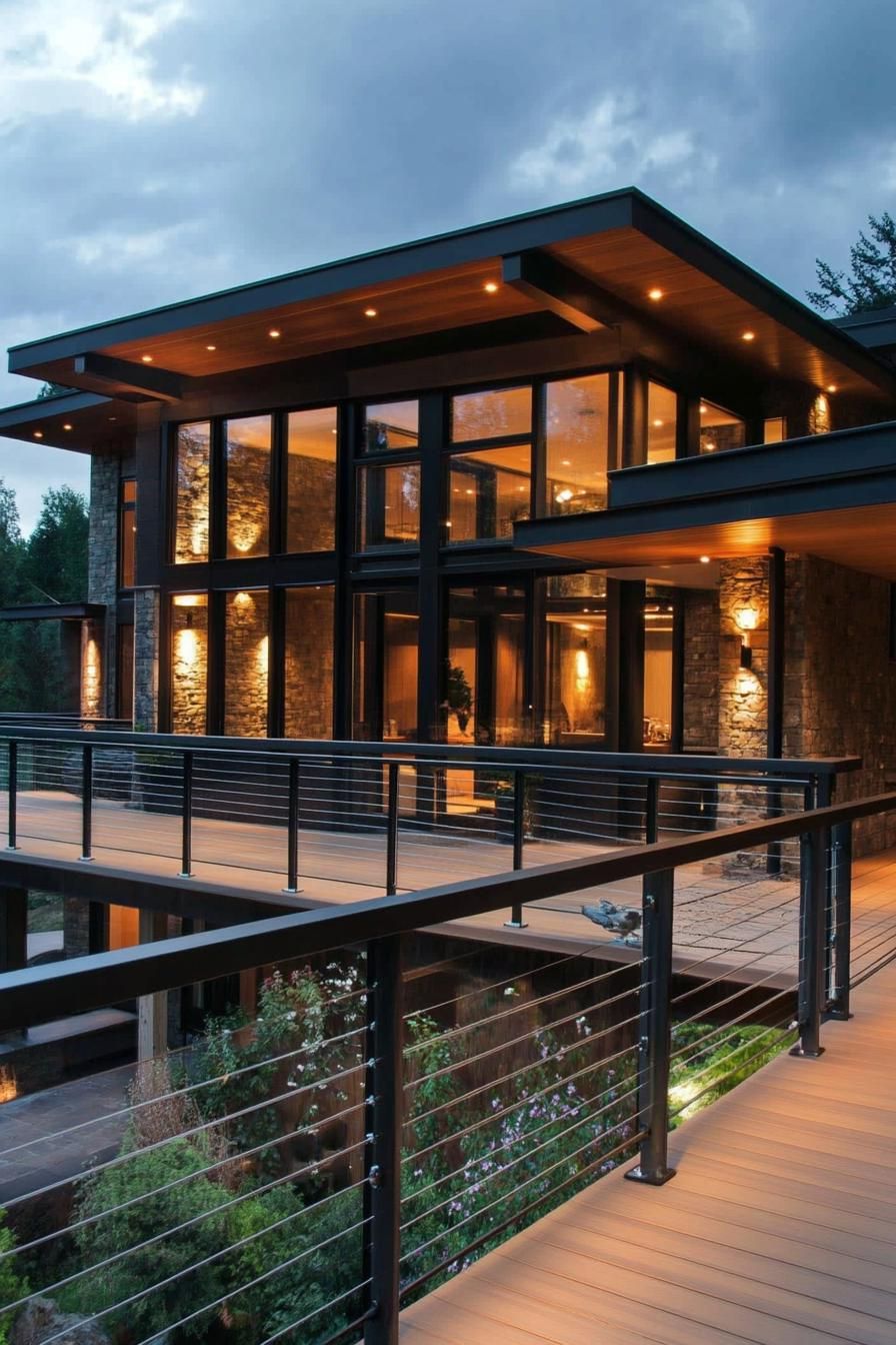 Glass Panels and Steel Porch Rails