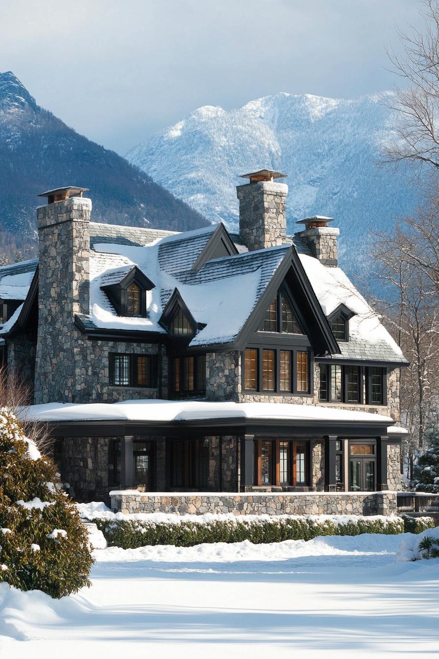 24) Stone Manor Under Snow and Peaks
