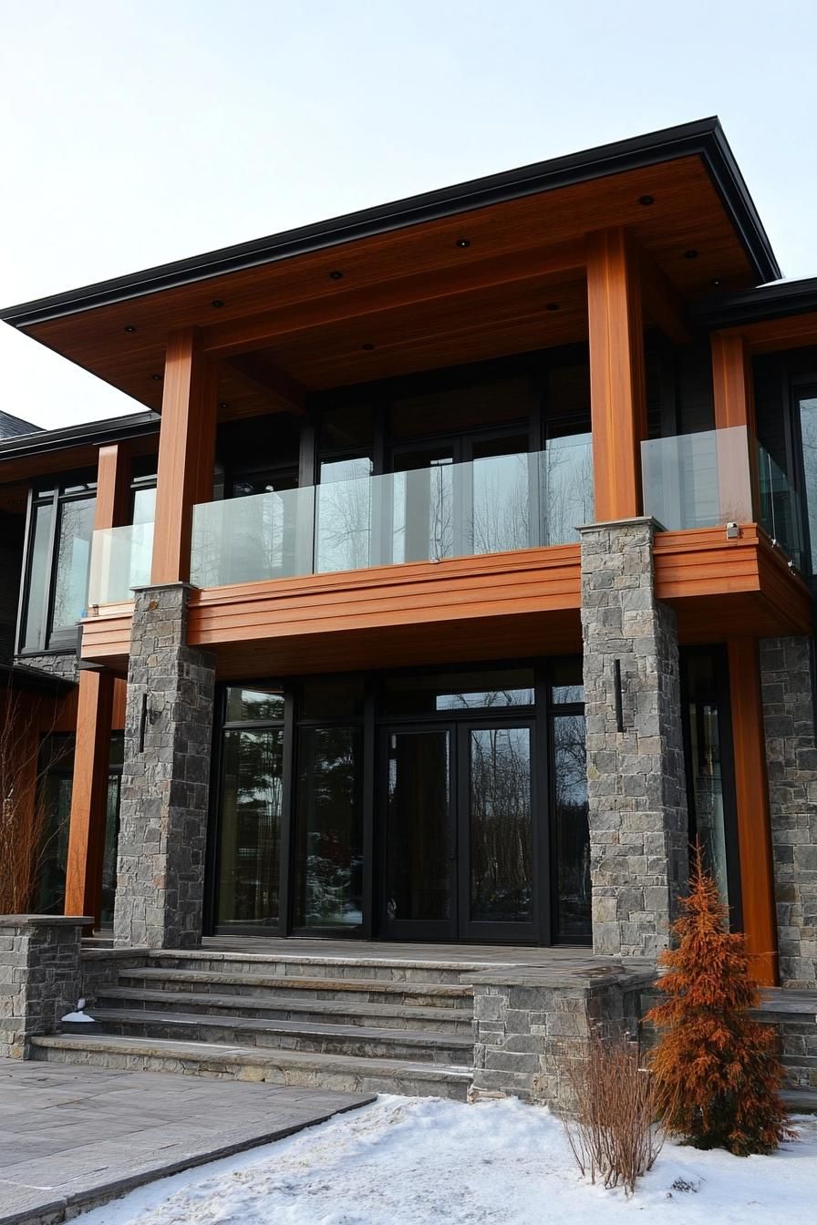 Stone Pillars and Glass Railings on Timber Frames - photo 4