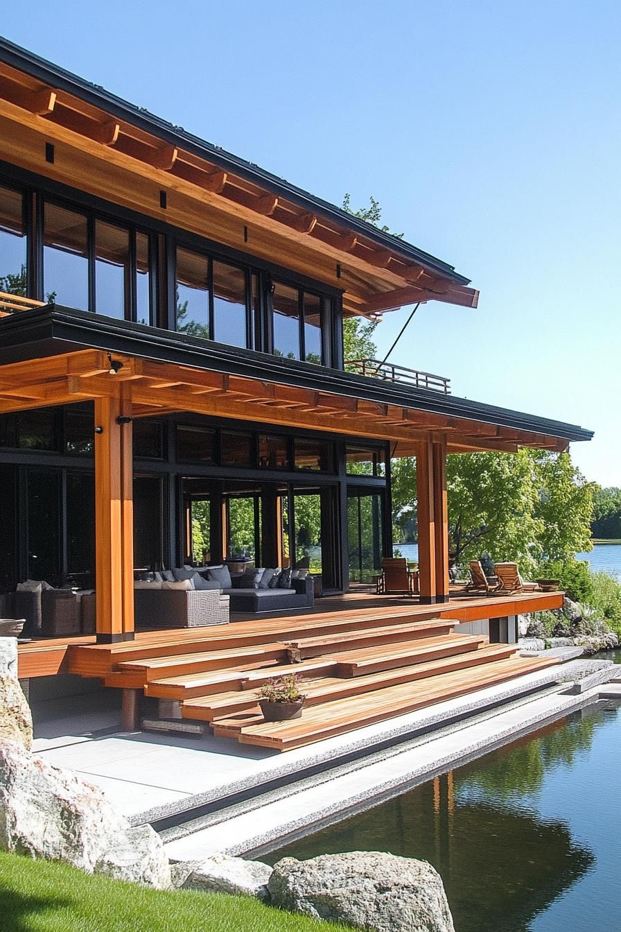 Timber Frames With Deep Overhangs and Floating Decks - photo 2