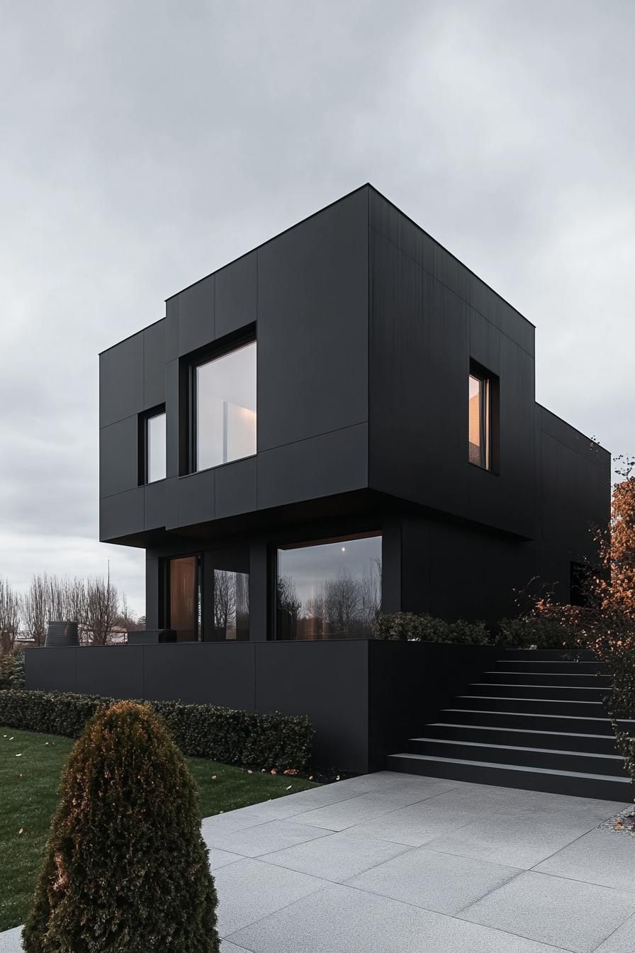 Matte Black Exteriors With Oversized Windows