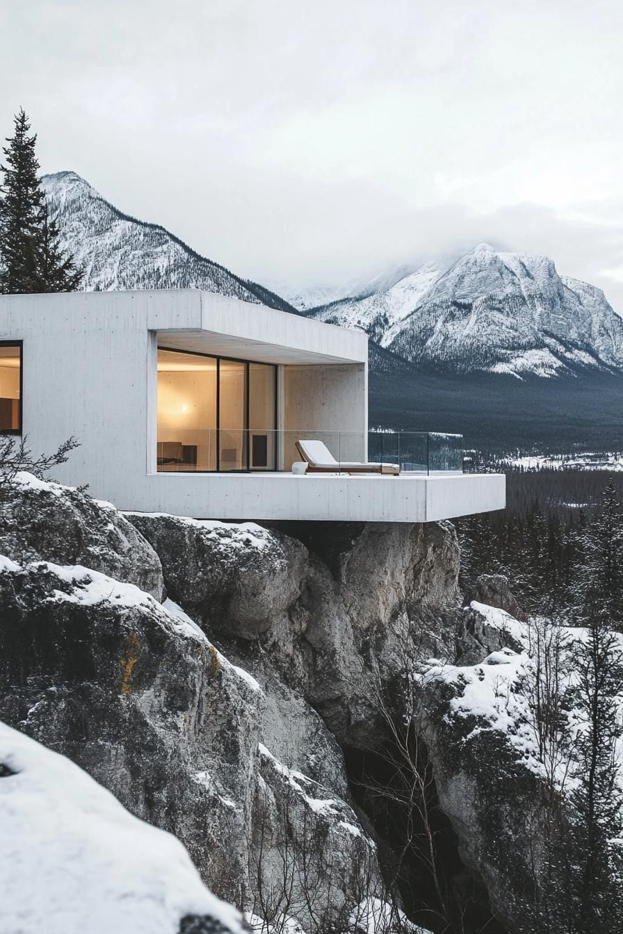 Minimalist White Concrete and Tall Windows - photo 2