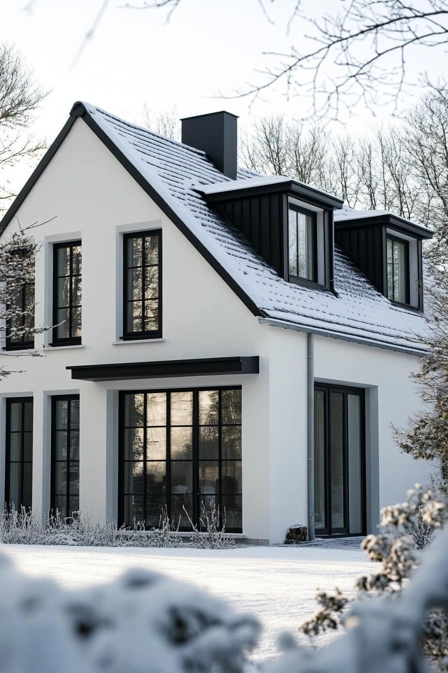 Black Steel Framing Against White Plaster Walls