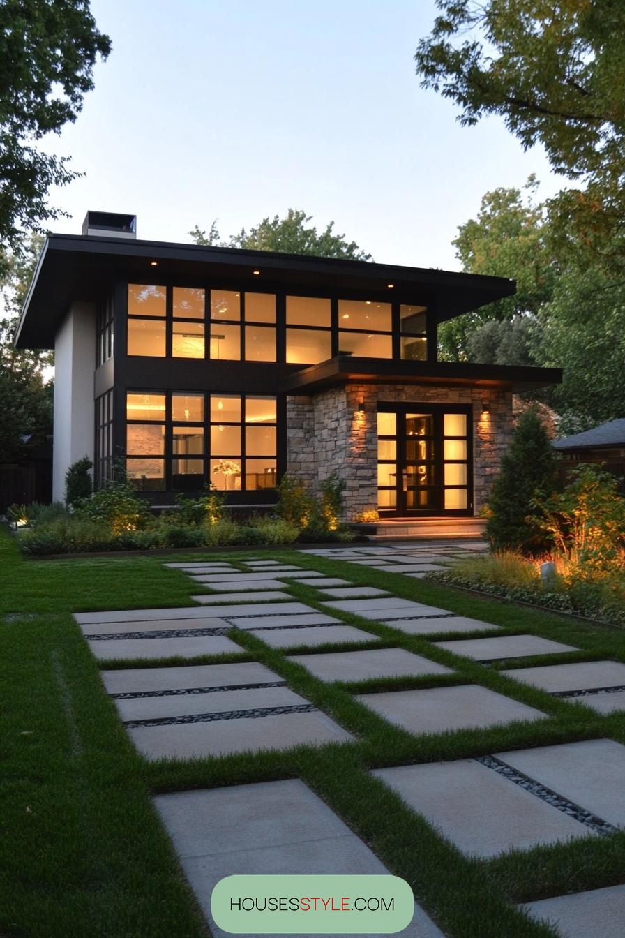 Paver Pathways in Geometric Patterns