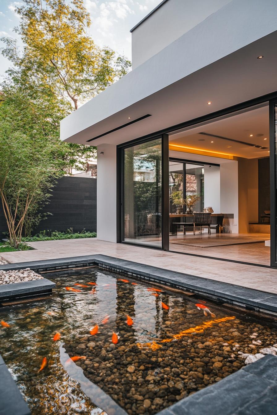 Sliding Doors That Open Onto a Koi Pond - photo 4