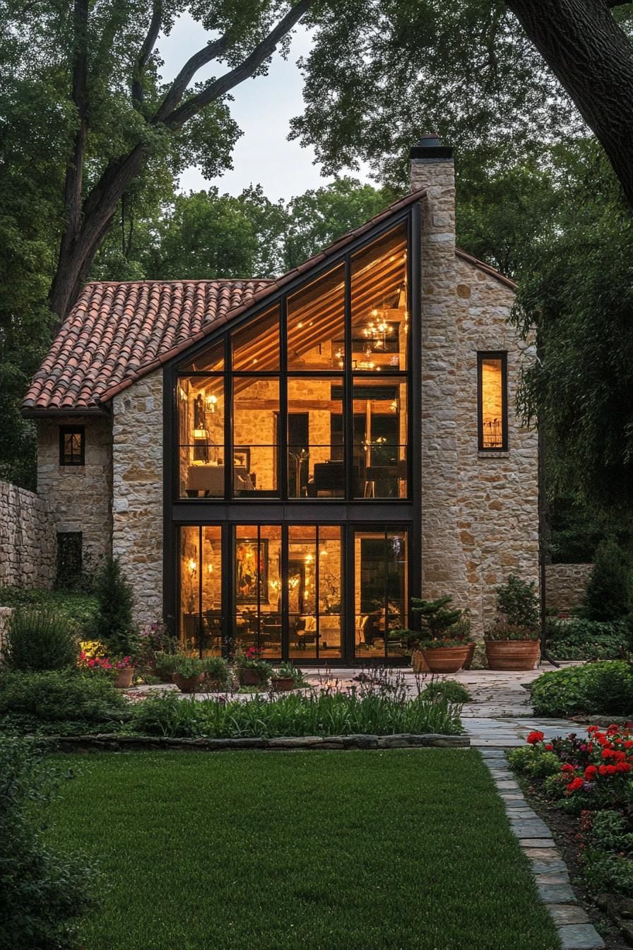 4. Stone Home With Glass Facade - photo 4