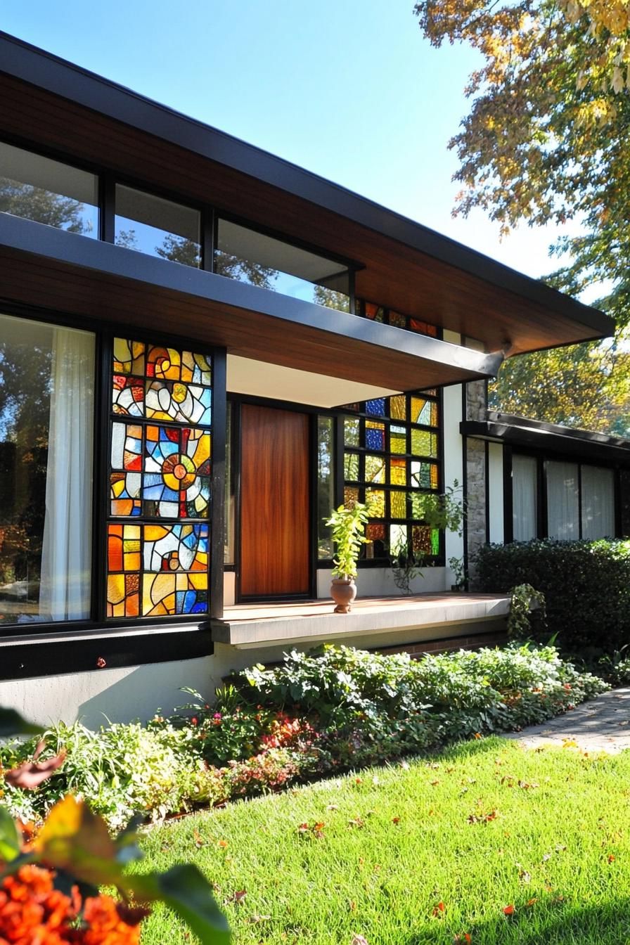 Minimalist Siding Meets Vintage Stained Glass
