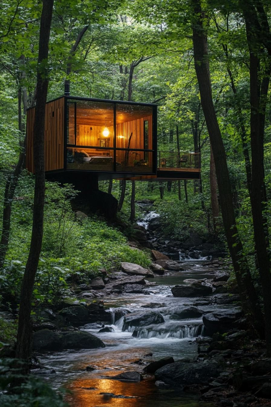 Cabins Suspended Over A Forest Stream - photo 4