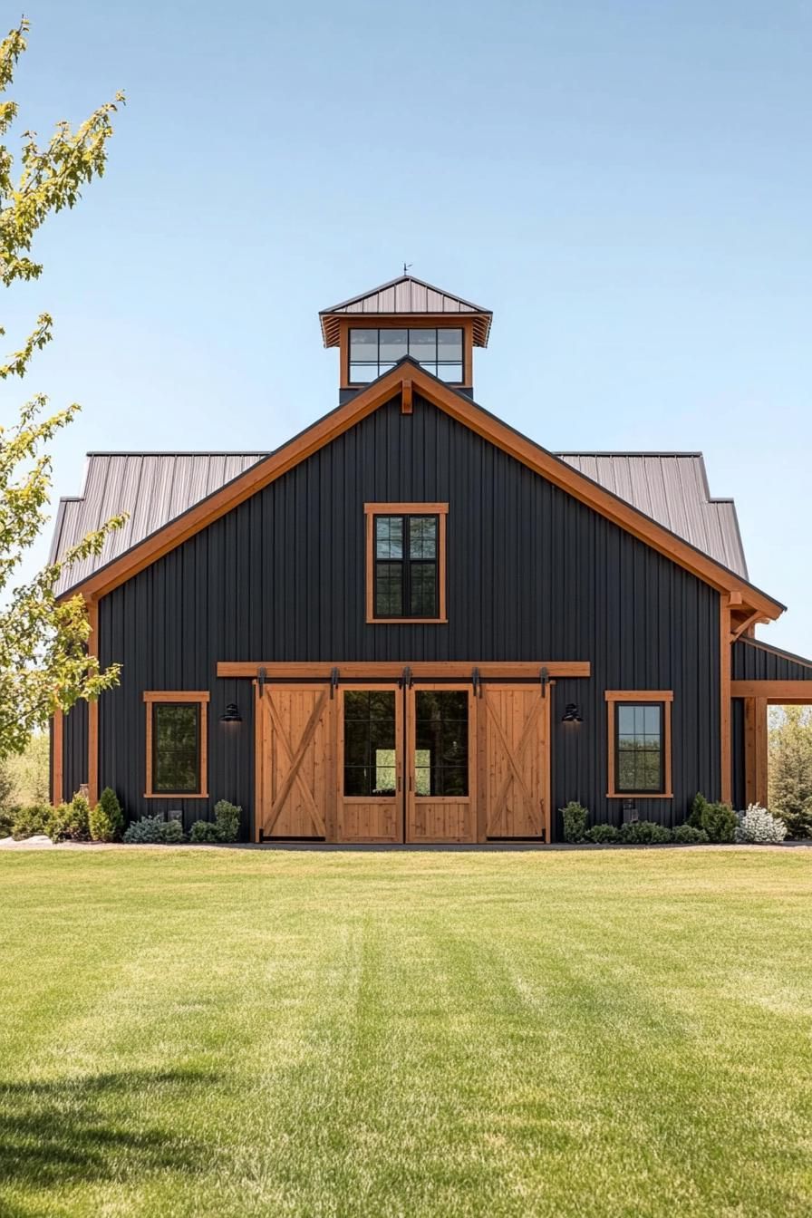 Orange Trim Against Navy Blue Siding