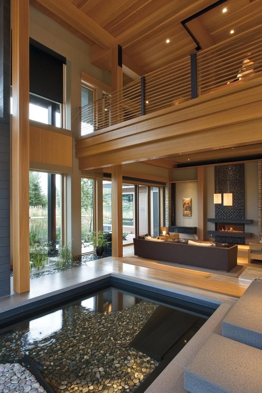 Zen-Inspired Water Feature in the Living Room
