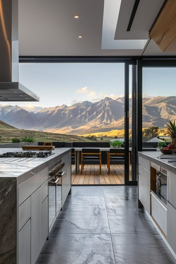 Tiered Garden Terraces Seen From the Kitchen