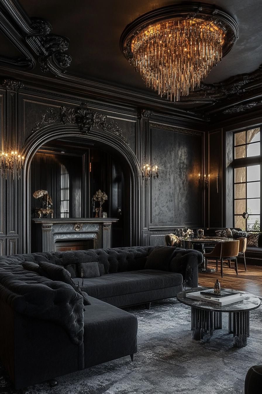Art Deco Apartment With Navy Blue Upholstery