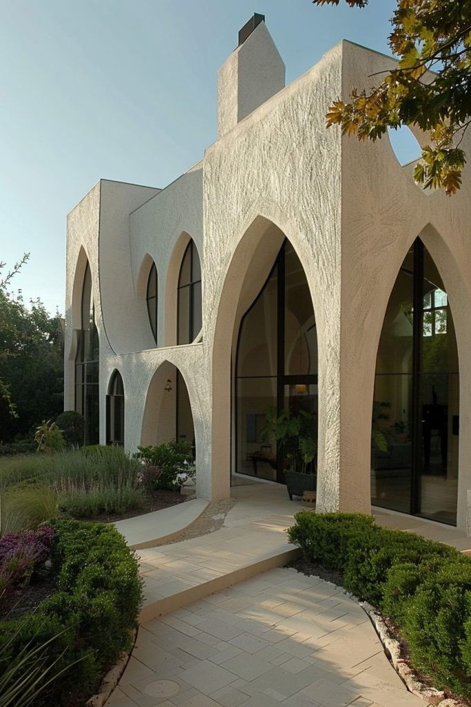 Modern Landscaping Around Gothic Arches