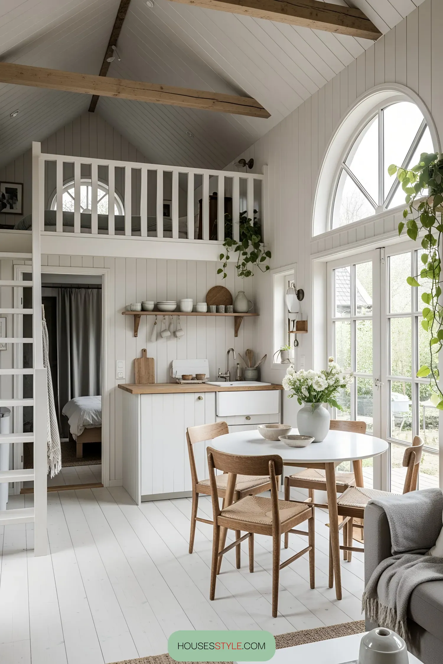 Bright White Loft With High Ceilings