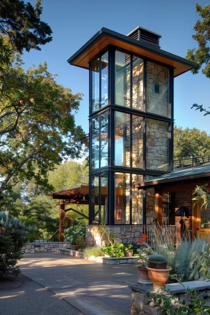 A Glass Tower Rising From A Retro Ranch