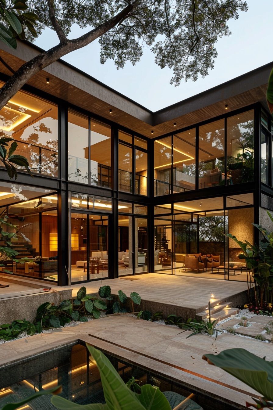Courtyards Framed by Glass Walls