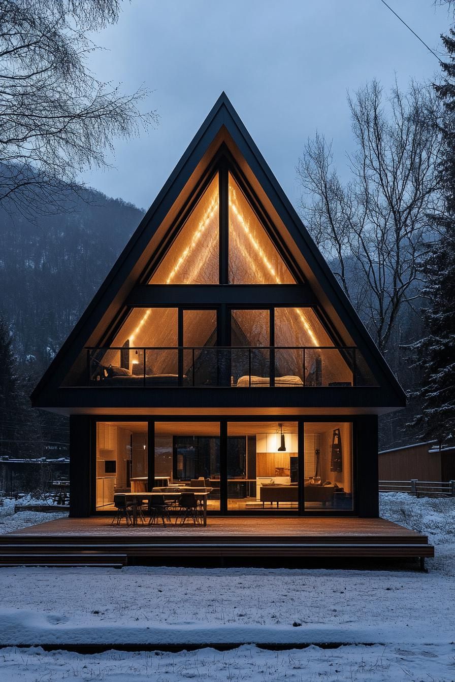 Midnight Blue Siding With Scandinavian Decks