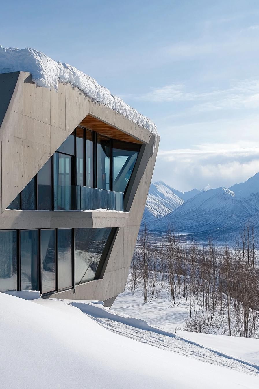 Steel and Concrete Home With Snow Roof