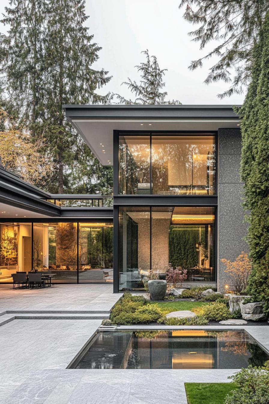 Glass-Front Villa With a Calm Garden