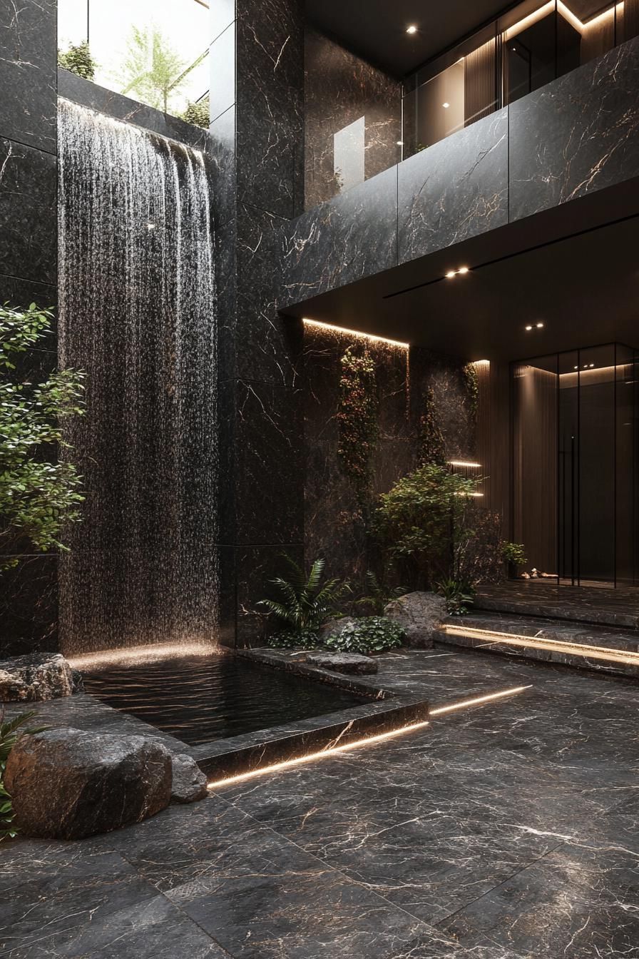 Waterfall Feature Inside a Luxury Home