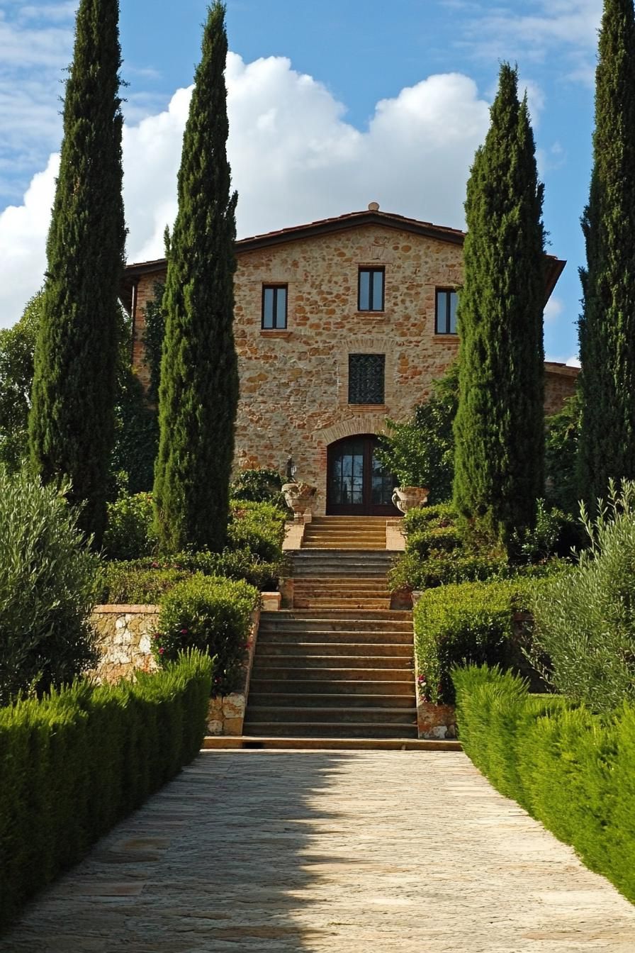 A Tuscan Villa Along a Cypress-Lined Path