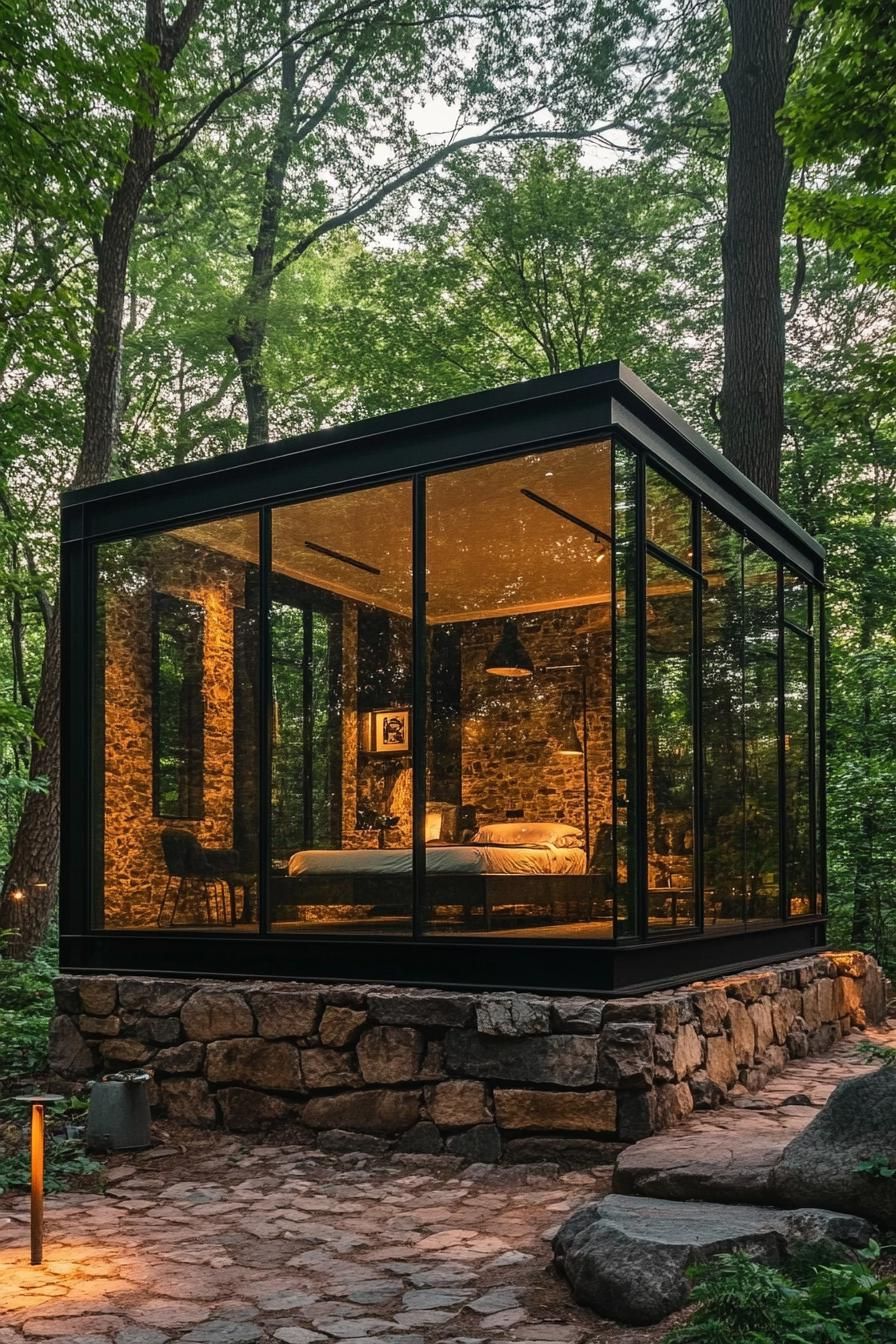 A Striking Glass Cabin Deep in the Forest