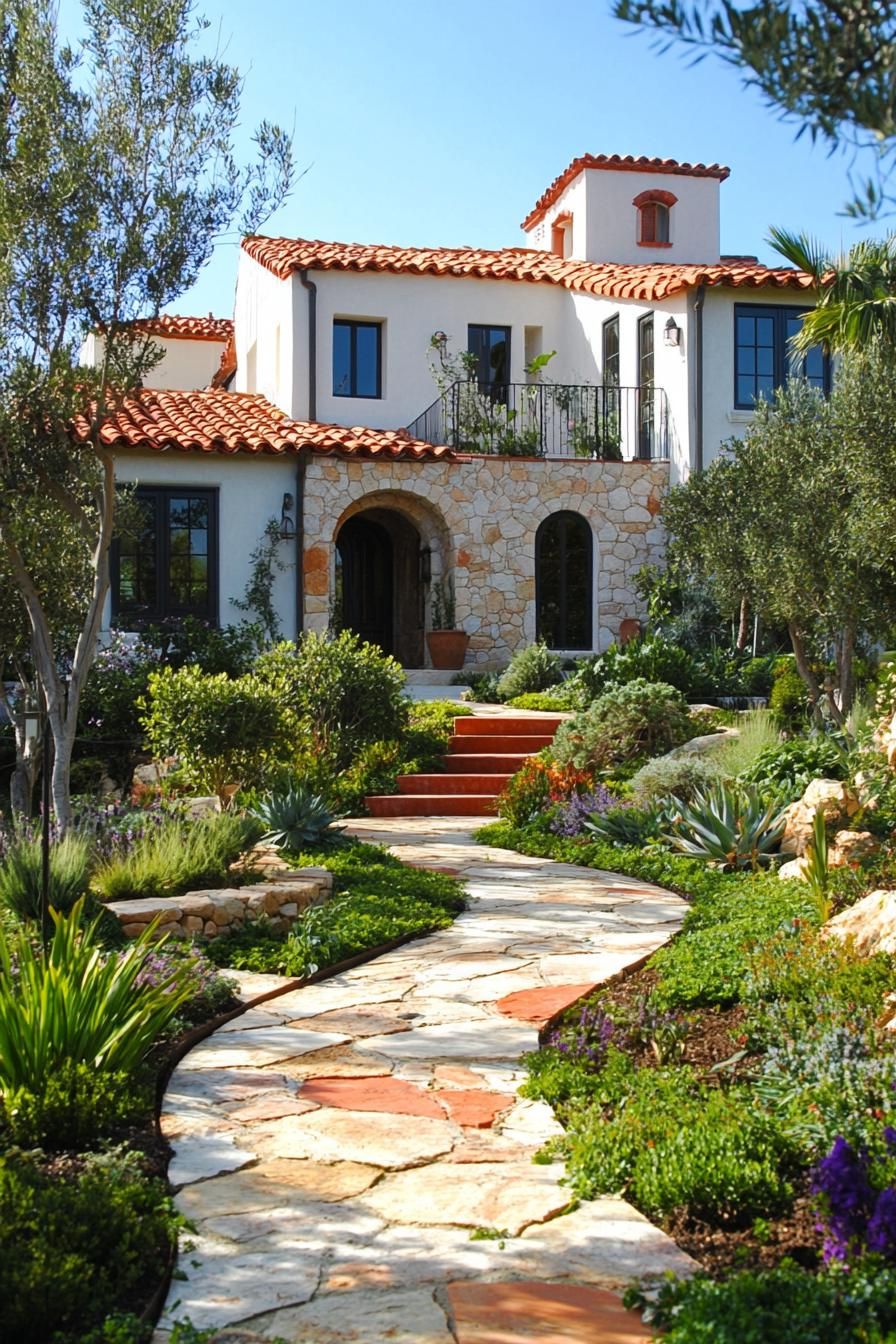 Stone and Terracotta Tiled Walkways