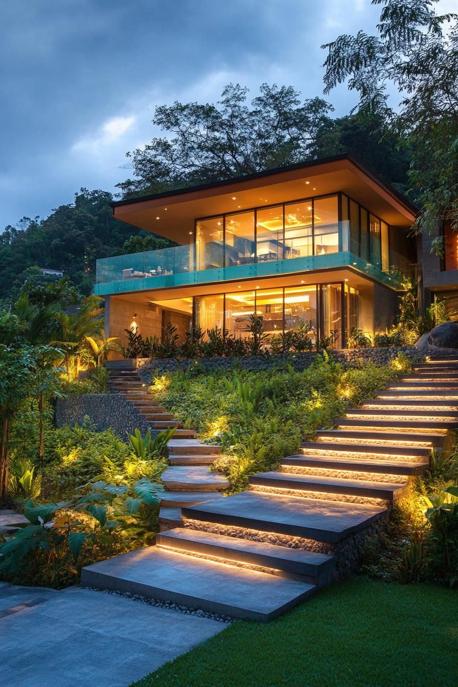 Suspended Staircases With Glass Railings