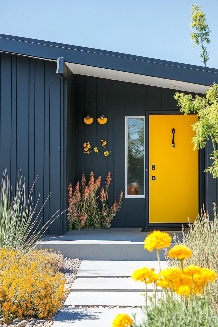 Mustard Yellow Door Paired With Black Hardware - photo 2