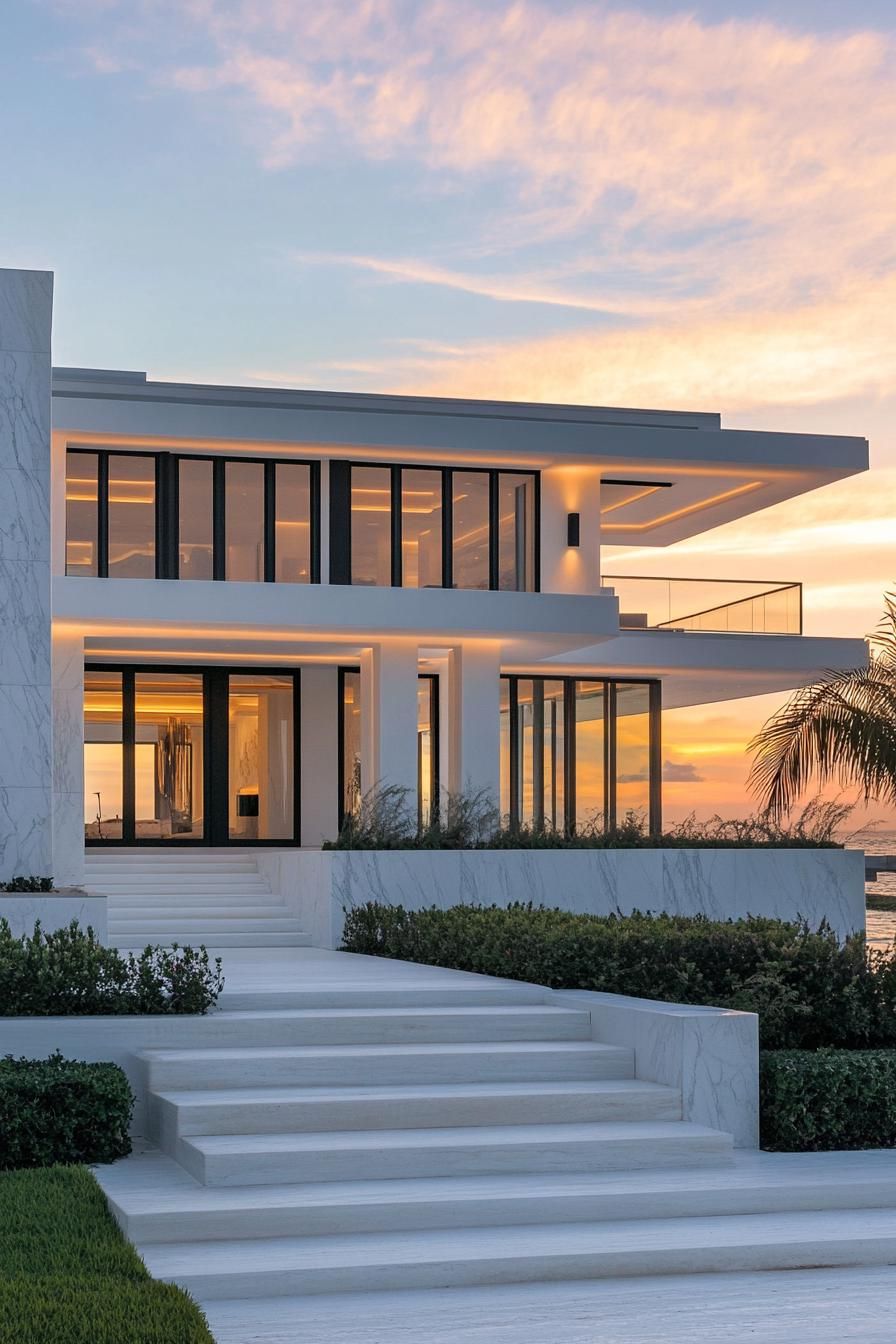 Modern Oasis at Sunset