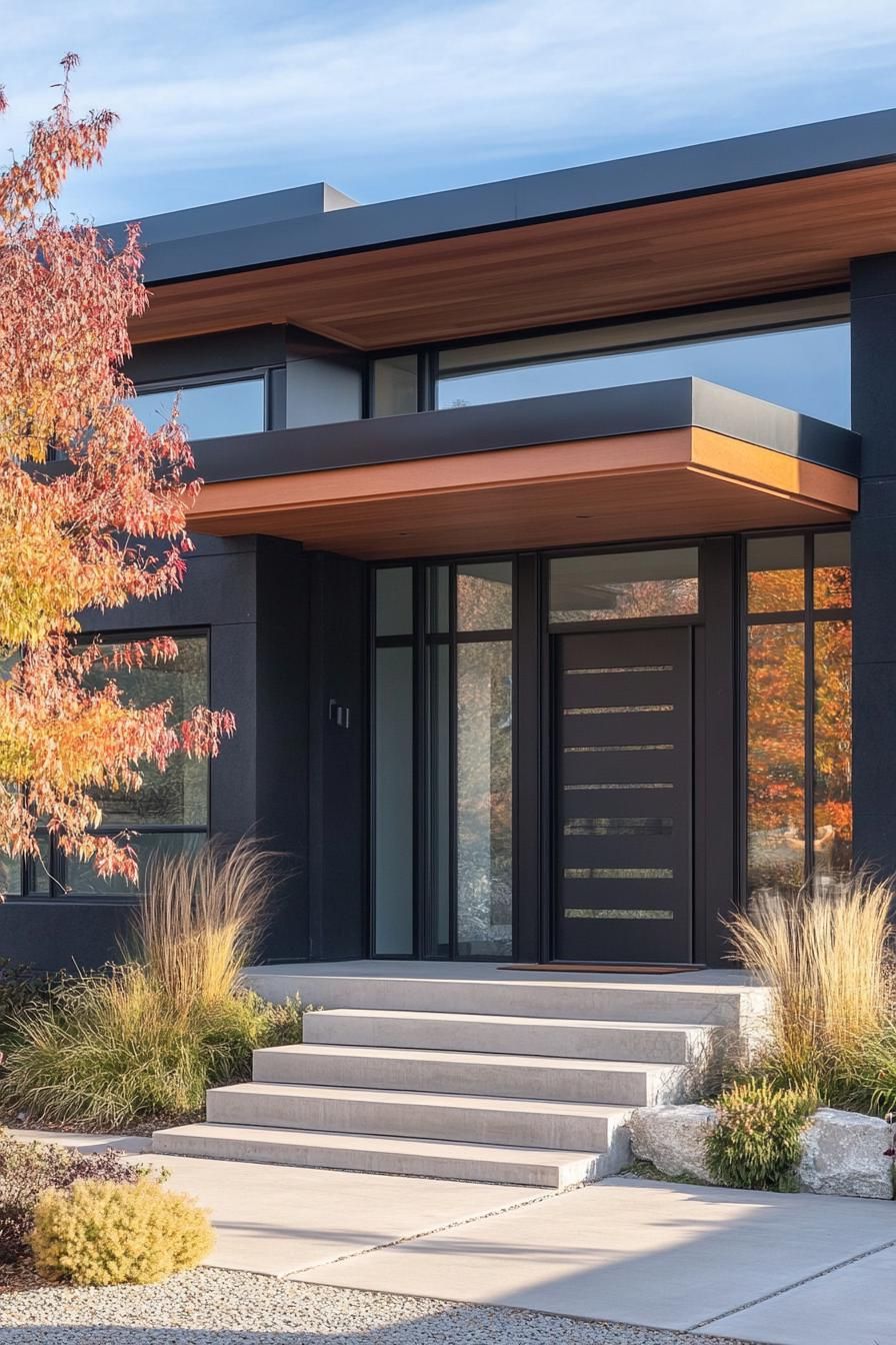 Black Stucco Exteriors With Curved Details - photo 4