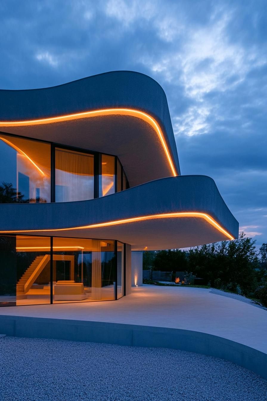 Overhanging Eaves With LED Accents