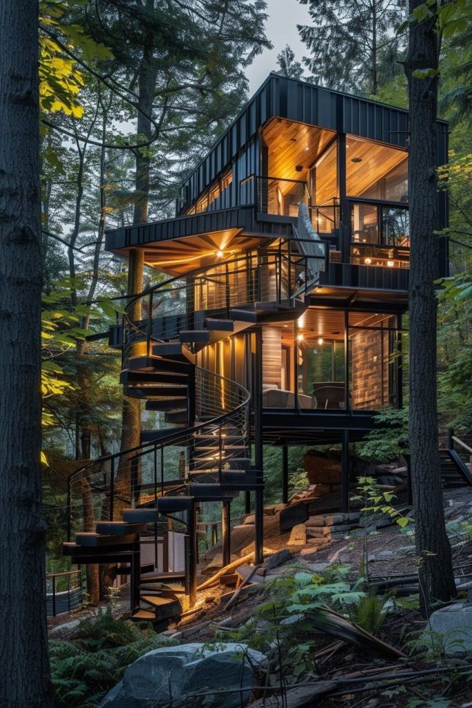 Multi-Level Cabin With a Spiral Staircase - photo 2