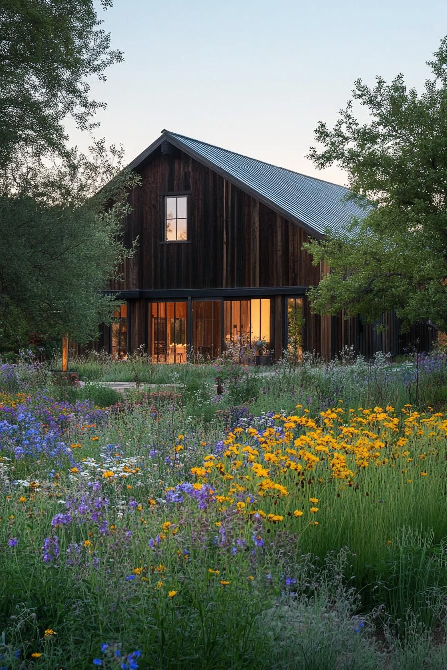 Rustic Barn House With A Wildflower Garden