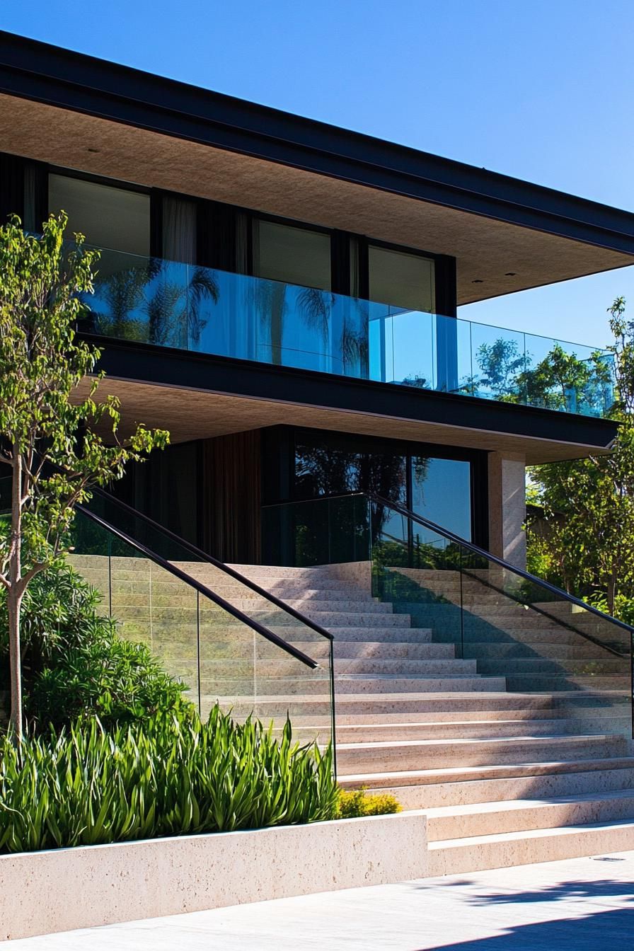 Glass Railings for a Floating Staircase