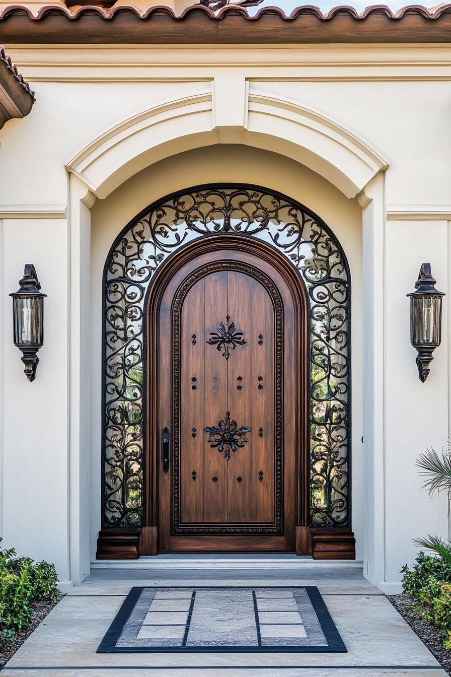 Carved Wood Front Doors With Iron Details - photo 4