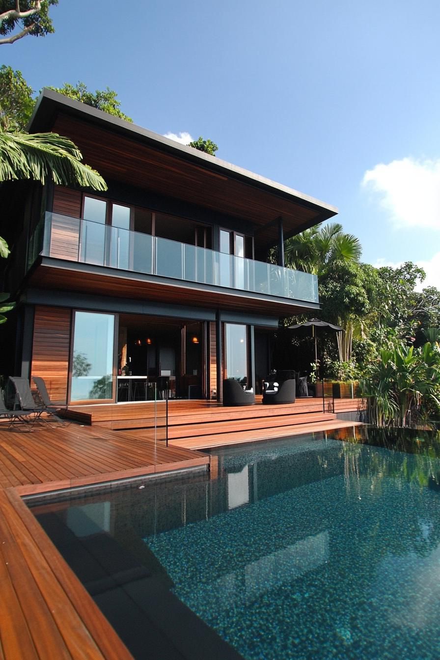 Dark Timber Siding With Sleek Glass Railings - photo 3