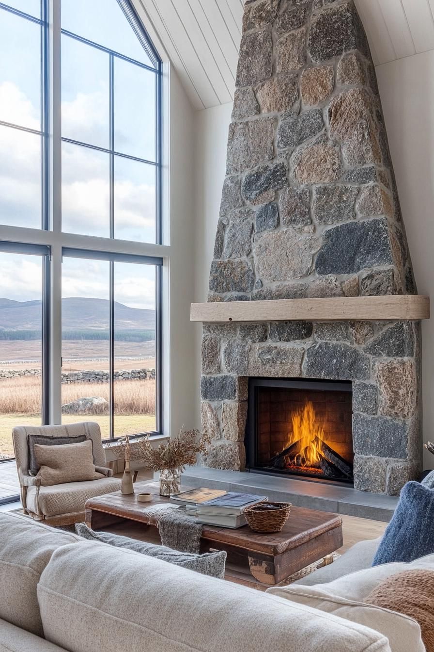 Vintage Fireplace, Modern Insert