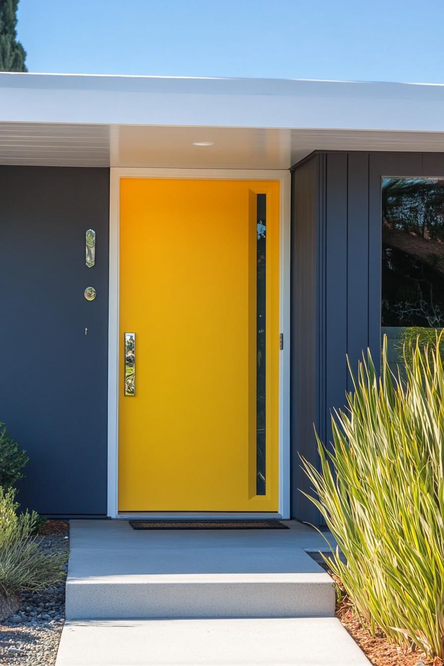 Pastel Yellow Door Finished With Chrome Details - photo 2
