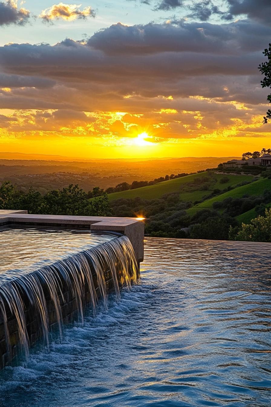 Waterfall Feature Built Into the Pool - photo 4