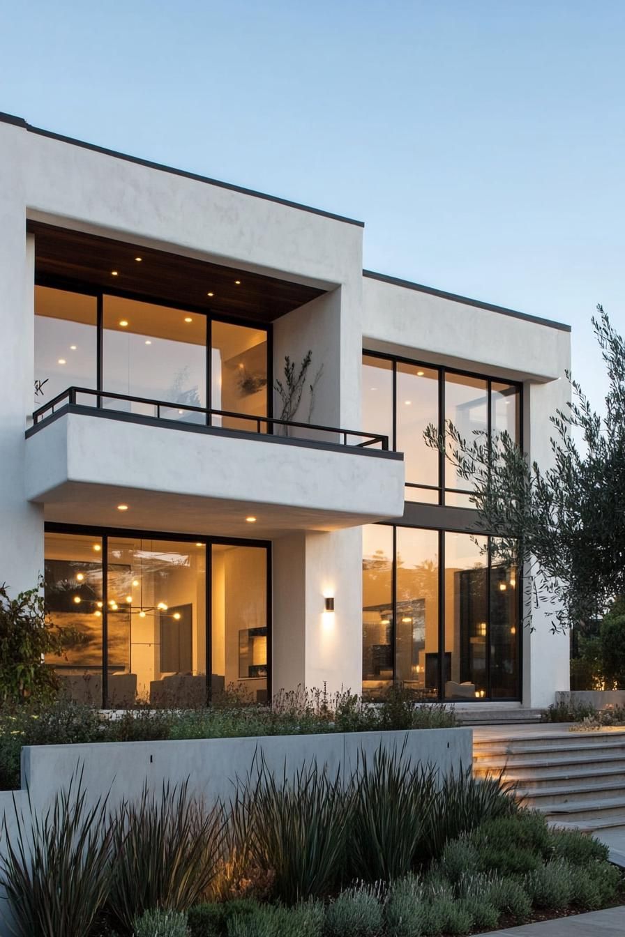 Clean White Stucco and Wide Glass Walls