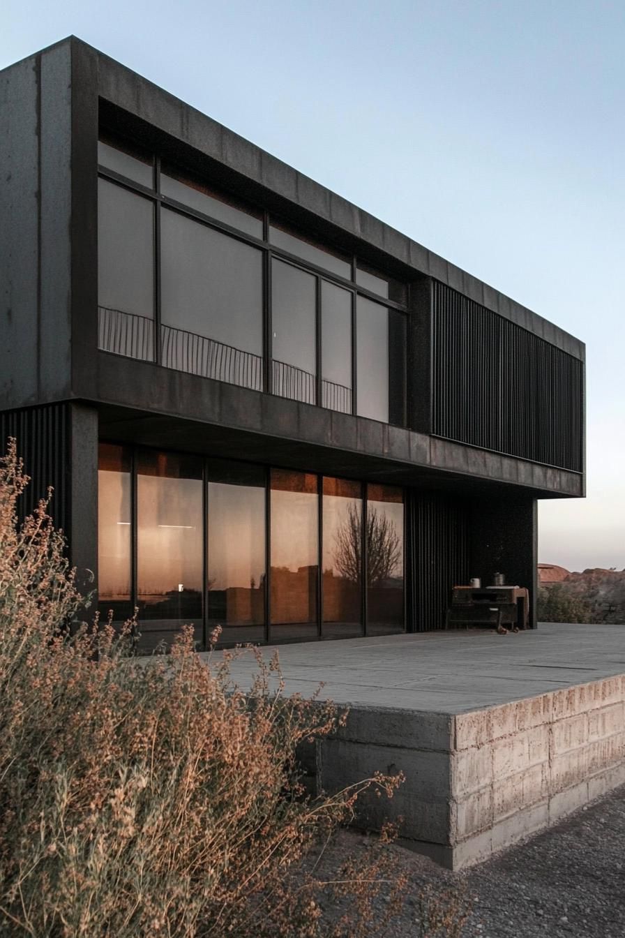 Bunker-style Home With Sleek Black Metal - photo 3