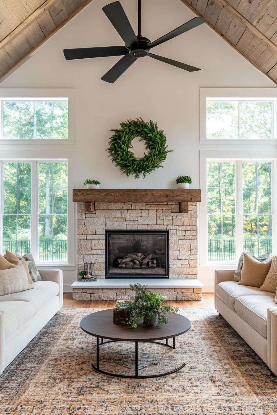 Cozy Wood Beams with Stone Details - photo 2