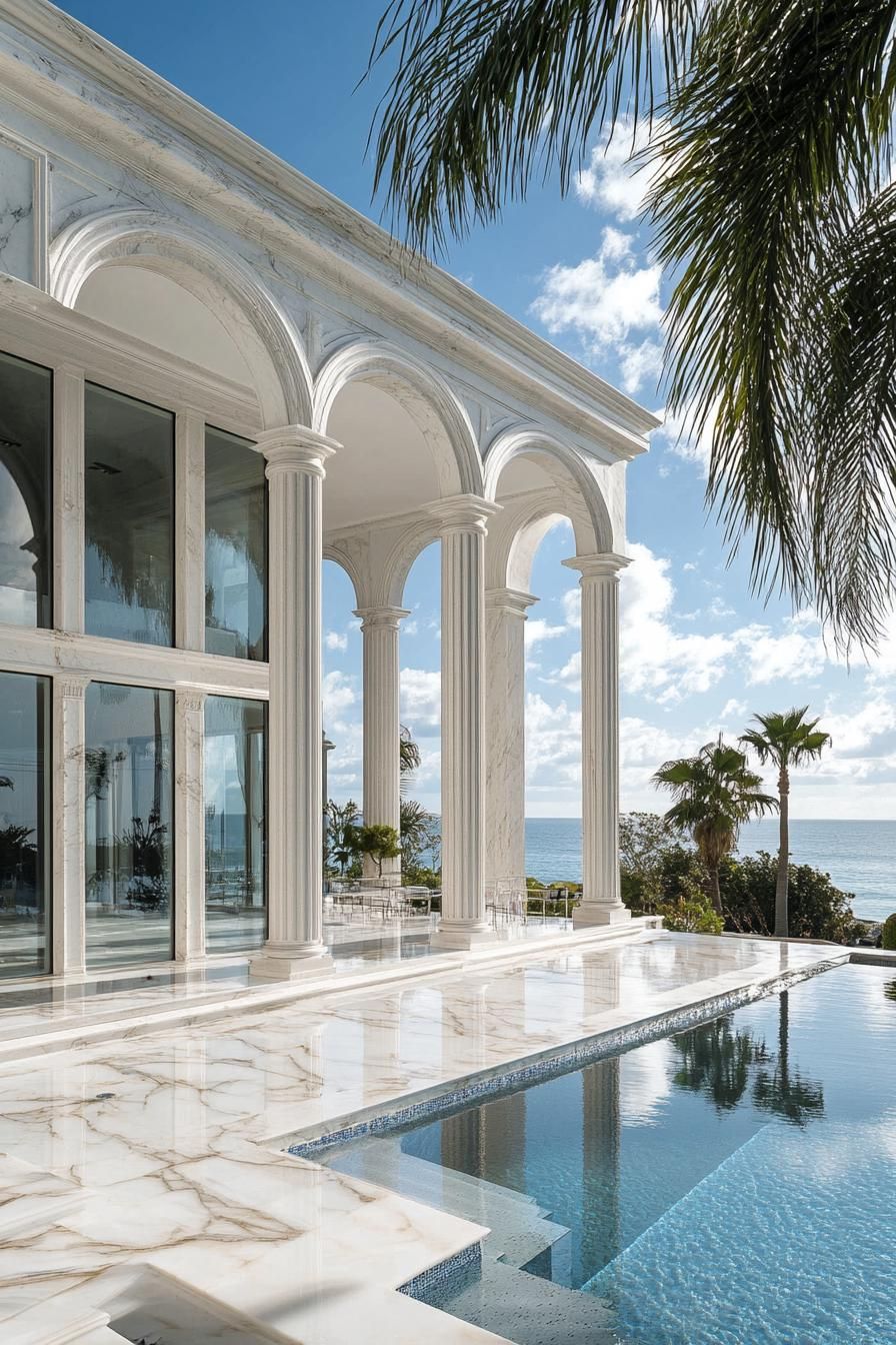 Spectacular Oceanside Villa with Marble Columns