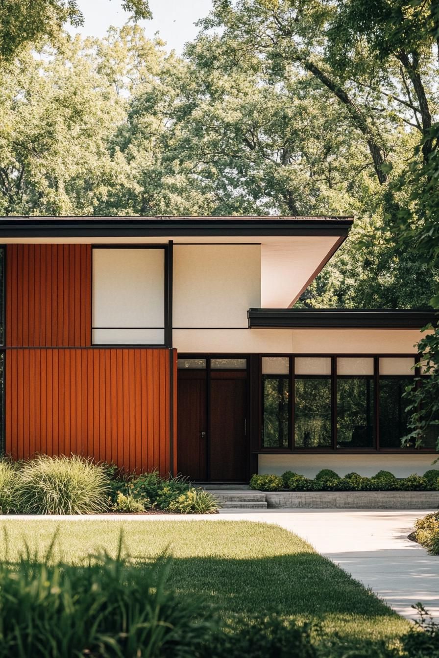 Rust Orange and Cream with Dark Wood Trim
