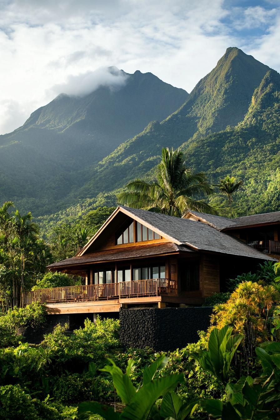 Stone-Based Home Beneath the Peaks
